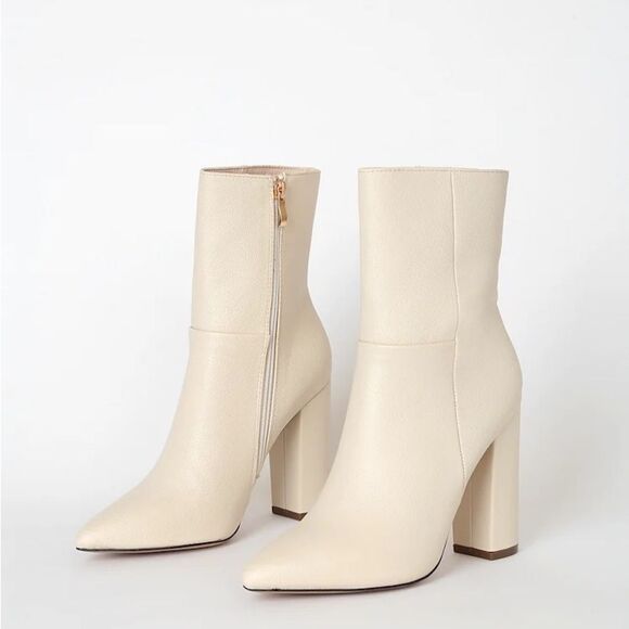 Lulu's Elegant Cream colored Heeled Boots size 8.5 brand new in box - Picture 1 of 12
